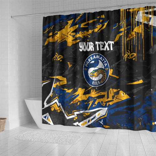 Personalized Parramatta Eels Shower Curtain Graffiti Grunge Abstract Urban Street Style Design
