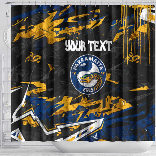 Personalized Parramatta Eels Shower Curtain Graffiti Grunge Abstract Urban Street Style Design