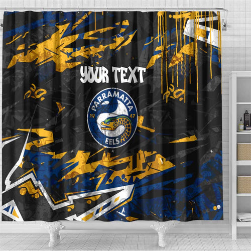 Personalized Parramatta Eels Shower Curtain Graffiti Grunge Abstract Urban Street Style Design