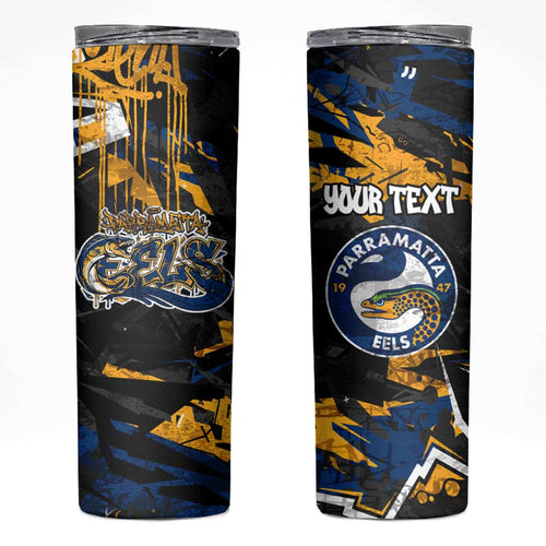 Personalized Parramatta Eels Skinny Tumbler Graffiti Grunge Abstract Urban Street Style Design