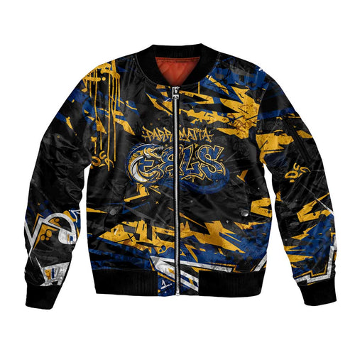 Personalized Parramatta Eels Sleeve Zip Bomber Jacket Graffiti Grunge Abstract Urban Street Style Design
