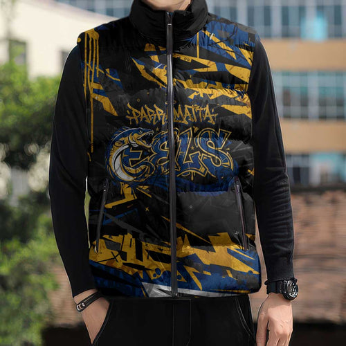 Personalized Parramatta Eels Sleeveless Puffer Jacket Graffiti Grunge Abstract Urban Street Style Design
