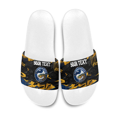 Personalized Parramatta Eels Slide Sandals Graffiti Grunge Abstract Urban Street Style Design