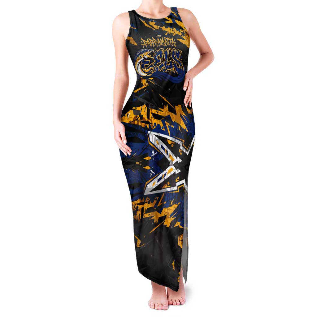 Personalized Parramatta Eels Tank Maxi Dress Graffiti Grunge Abstract Urban Street Style Design