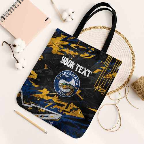Personalized Parramatta Eels Tote Bag Graffiti Grunge Abstract Urban Street Style Design