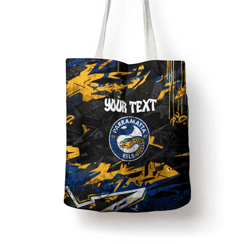 Personalized Parramatta Eels Tote Bag Graffiti Grunge Abstract Urban Street Style Design