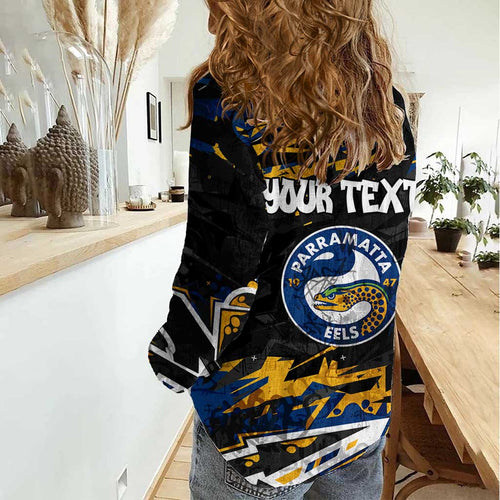 Personalized Parramatta Eels Women Casual Shirt Graffiti Grunge Abstract Urban Street Style Design