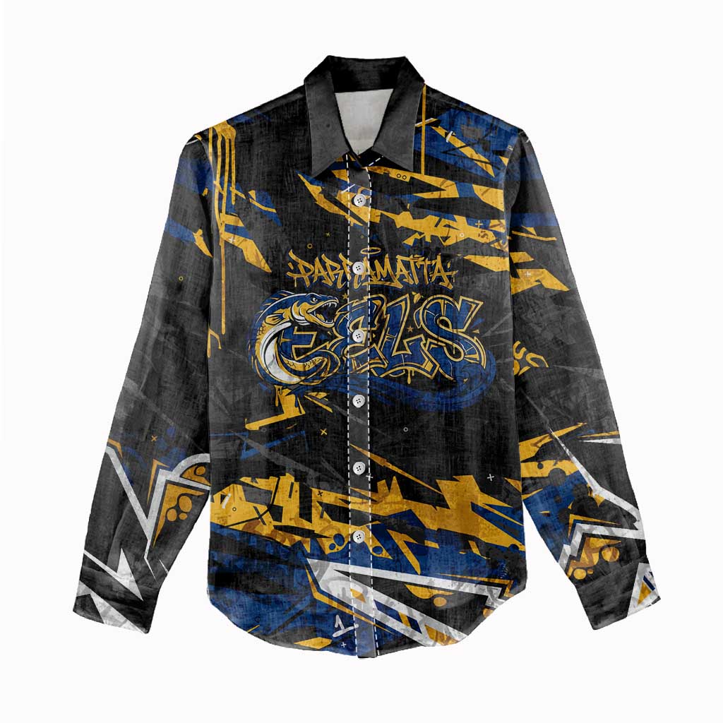 Personalized Parramatta Eels Women Casual Shirt Graffiti Grunge Abstract Urban Street Style Design
