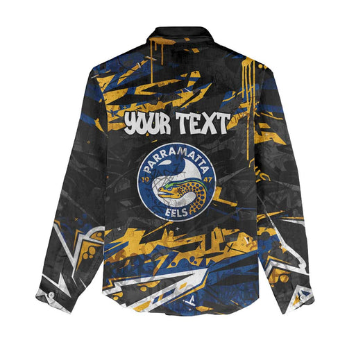 Personalized Parramatta Eels Women Casual Shirt Graffiti Grunge Abstract Urban Street Style Design