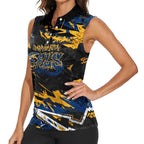 Personalized Parramatta Eels Women Sleeveless Polo Shirt Graffiti Grunge Abstract Urban Street Style Design