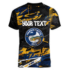 Personalized Parramatta Eels Women V-Neck T-Shirt Graffiti Grunge Abstract Urban Street Style Design