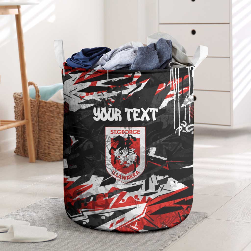 Personalized St. George Illawarra Dragons Laundry Basket Graffiti Grunge Abstract Urban Street Style Design