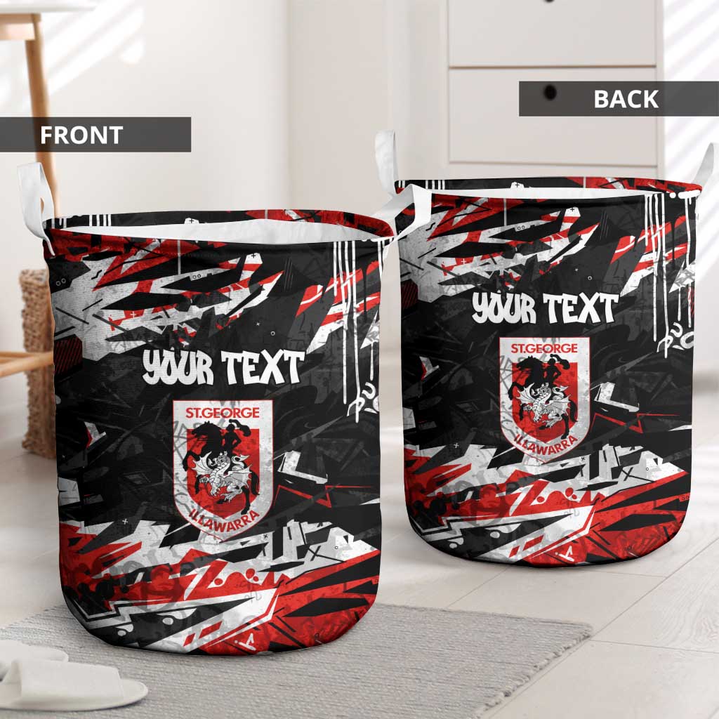Personalized St. George Illawarra Dragons Laundry Basket Graffiti Grunge Abstract Urban Street Style Design