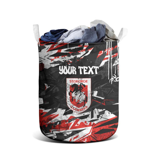 Personalized St. George Illawarra Dragons Laundry Basket Graffiti Grunge Abstract Urban Street Style Design