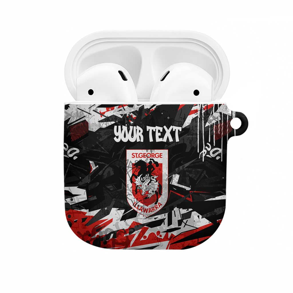 Personalized St. George Illawarra Dragons AirPods Case Graffiti Grunge Abstract Urban Street Style Design