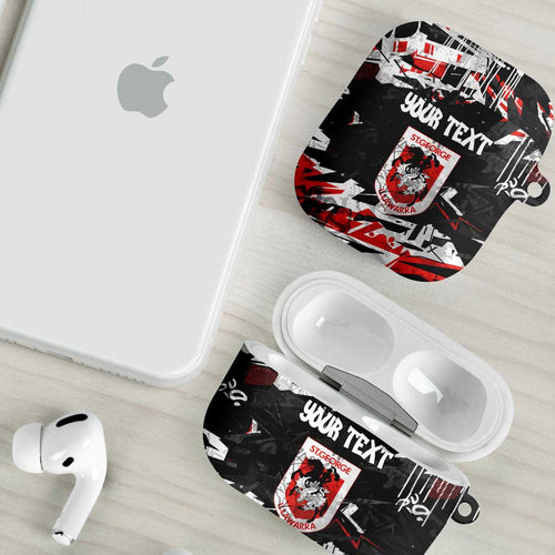 Personalized St. George Illawarra Dragons AirPods Case Graffiti Grunge Abstract Urban Street Style Design