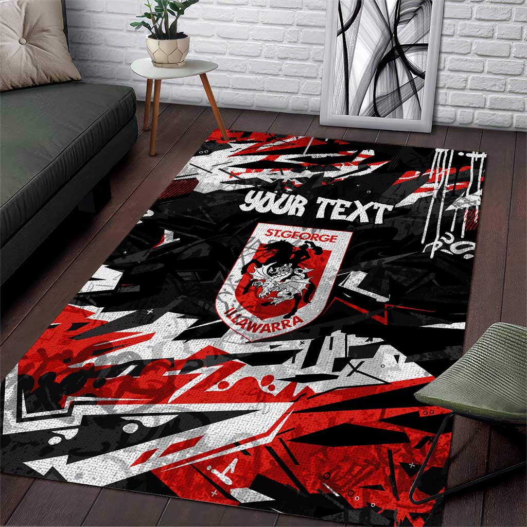 Personalized St. George Illawarra Dragons Area Rug Graffiti Grunge Abstract Urban Street Style Design