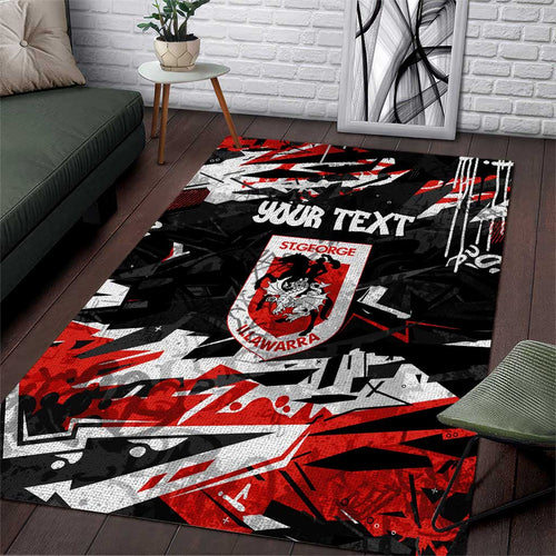Personalized St. George Illawarra Dragons Area Rug Graffiti Grunge Abstract Urban Street Style Design