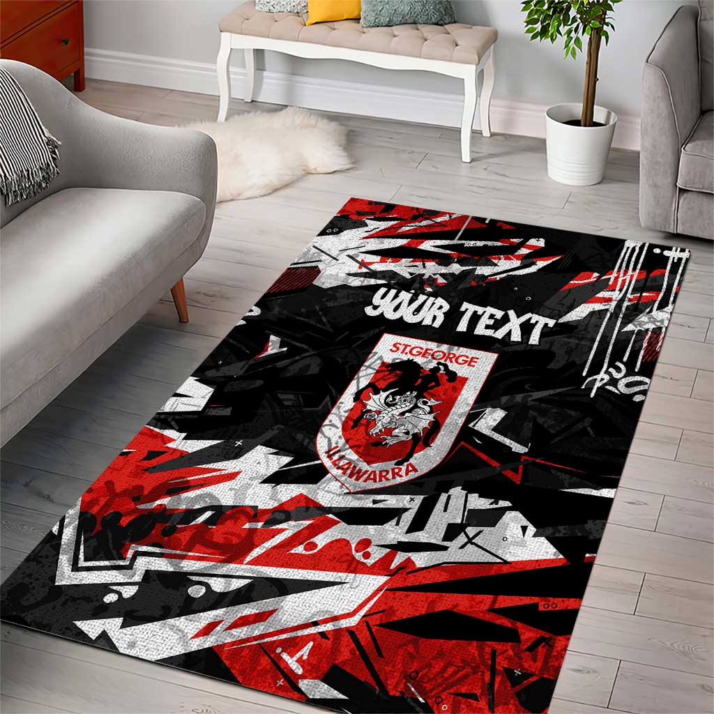 Personalized St. George Illawarra Dragons Area Rug Graffiti Grunge Abstract Urban Street Style Design