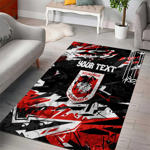 Personalized St. George Illawarra Dragons Area Rug Graffiti Grunge Abstract Urban Street Style Design