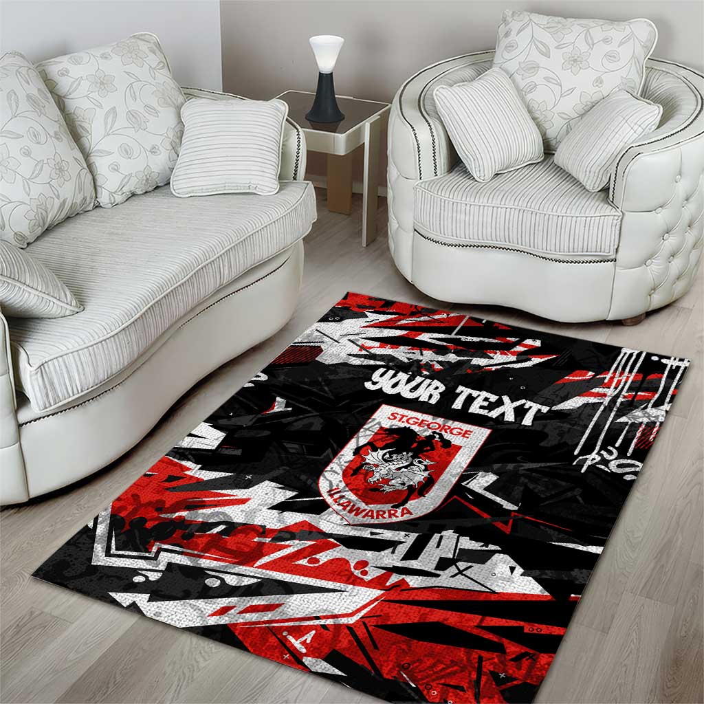 Personalized St. George Illawarra Dragons Area Rug Graffiti Grunge Abstract Urban Street Style Design