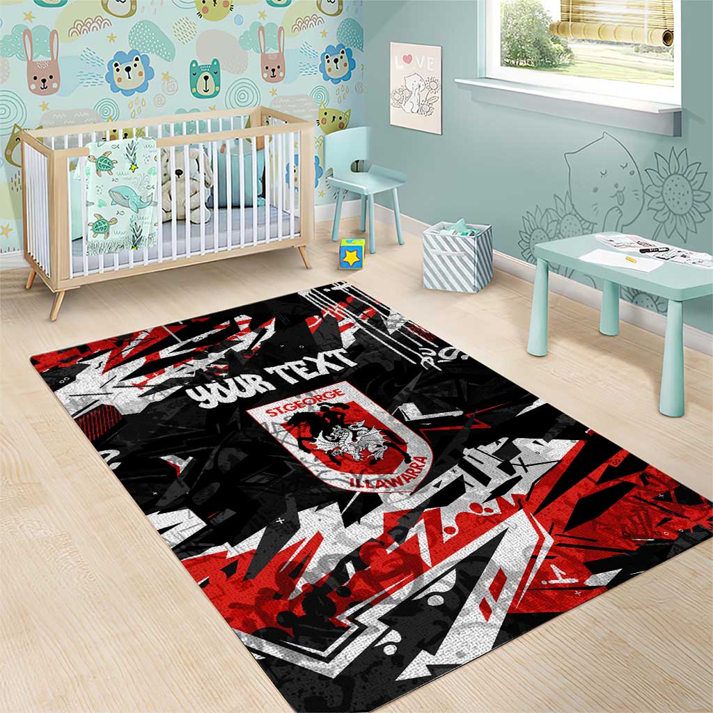 Personalized St. George Illawarra Dragons Area Rug Graffiti Grunge Abstract Urban Street Style Design