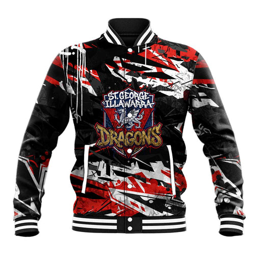 Personalized St. George Illawarra Dragons Baseball Jacket Graffiti Grunge Abstract Urban Street Style Design