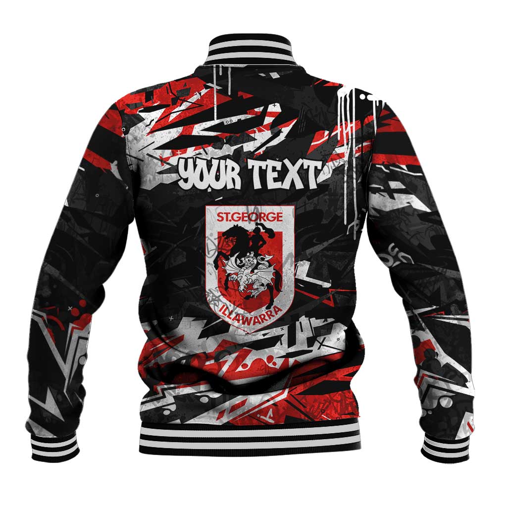 Personalized St. George Illawarra Dragons Baseball Jacket Graffiti Grunge Abstract Urban Street Style Design