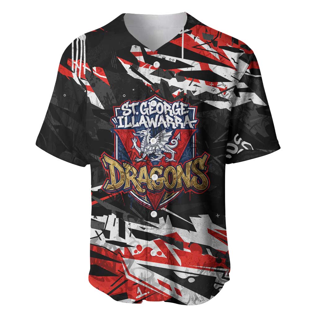 Personalized St. George Illawarra Dragons Baseball Jersey Graffiti Grunge Abstract Urban Street Style Design