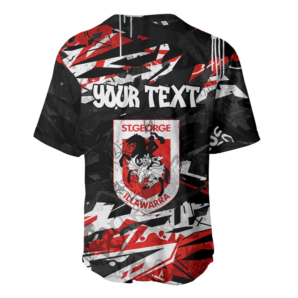 Personalized St. George Illawarra Dragons Baseball Jersey Graffiti Grunge Abstract Urban Street Style Design