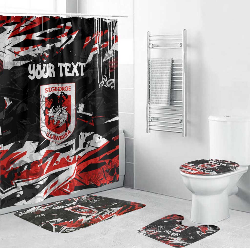 Personalized St. George Illawarra Dragons Bathroom Set Graffiti Grunge Abstract Urban Street Style Design