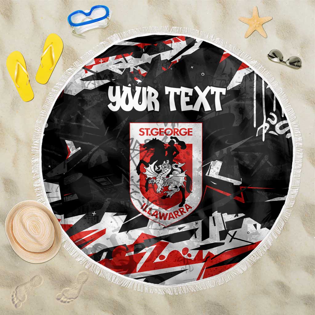 Personalized St. George Illawarra Dragons Beach Blanket Graffiti Grunge Abstract Urban Street Style Design