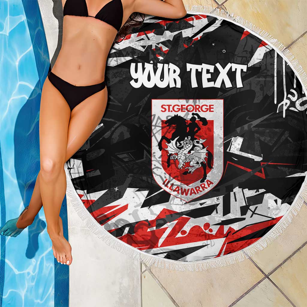 Personalized St. George Illawarra Dragons Beach Blanket Graffiti Grunge Abstract Urban Street Style Design