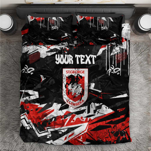 Personalized St. George Illawarra Dragons Bedding Set Graffiti Grunge Abstract Urban Street Style Design
