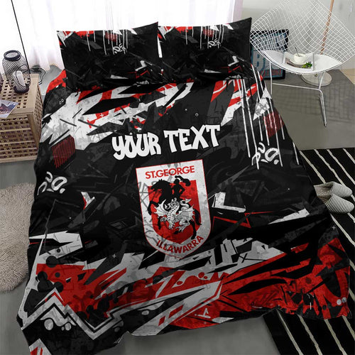 Personalized St. George Illawarra Dragons Bedding Set Graffiti Grunge Abstract Urban Street Style Design
