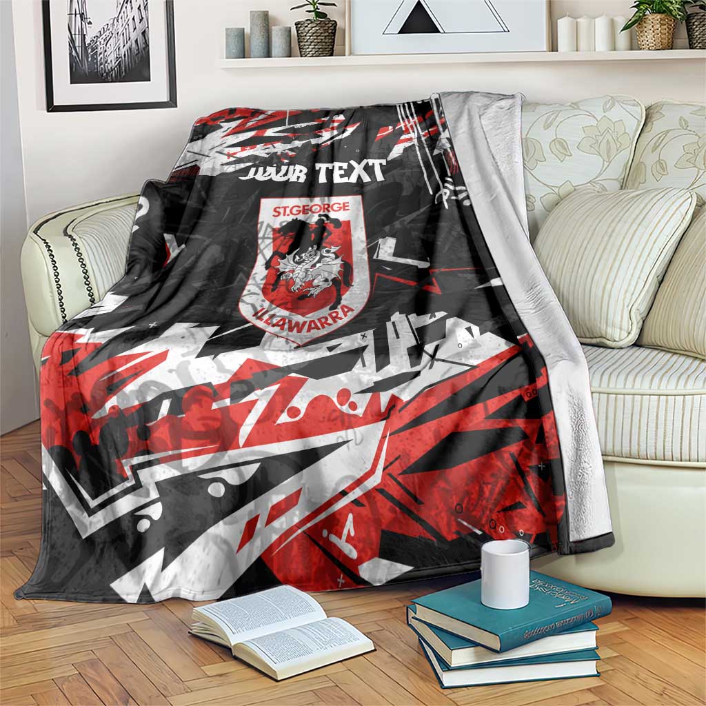 Personalized St. George Illawarra Dragons Blanket Graffiti Grunge Abstract Urban Street Style Design
