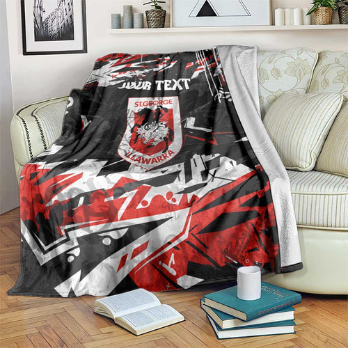 Personalized St. George Illawarra Dragons Blanket Graffiti Grunge Abstract Urban Street Style Design