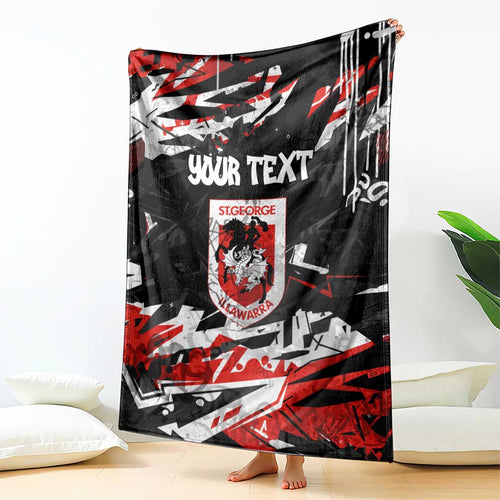 Personalized St. George Illawarra Dragons Blanket Graffiti Grunge Abstract Urban Street Style Design