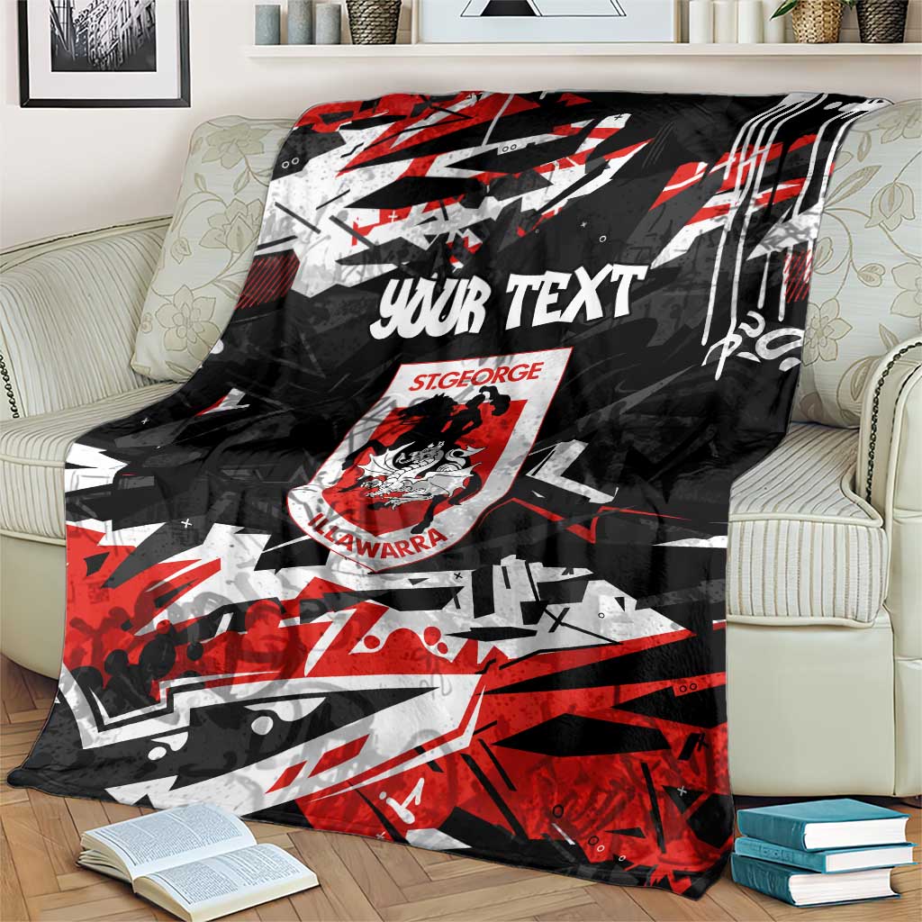 Personalized St. George Illawarra Dragons Blanket Graffiti Grunge Abstract Urban Street Style Design