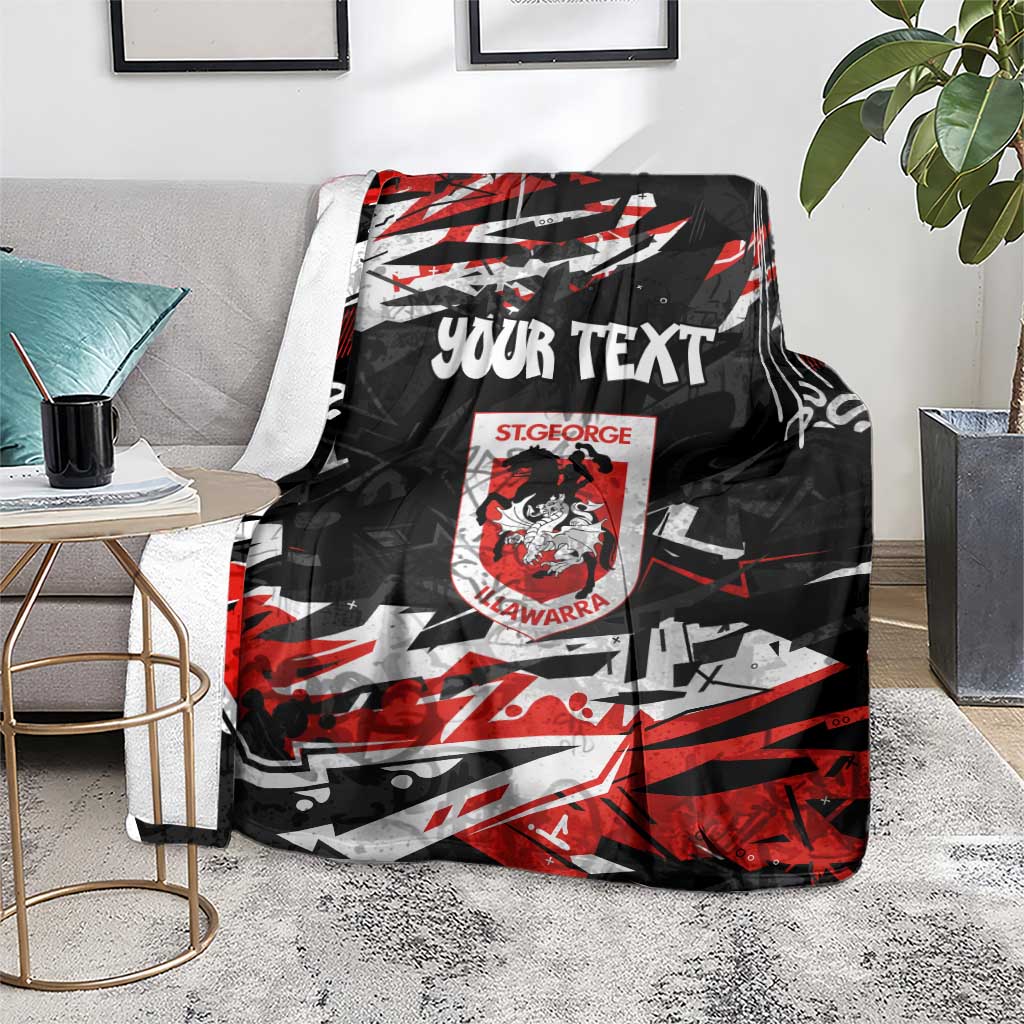 Personalized St. George Illawarra Dragons Blanket Graffiti Grunge Abstract Urban Street Style Design