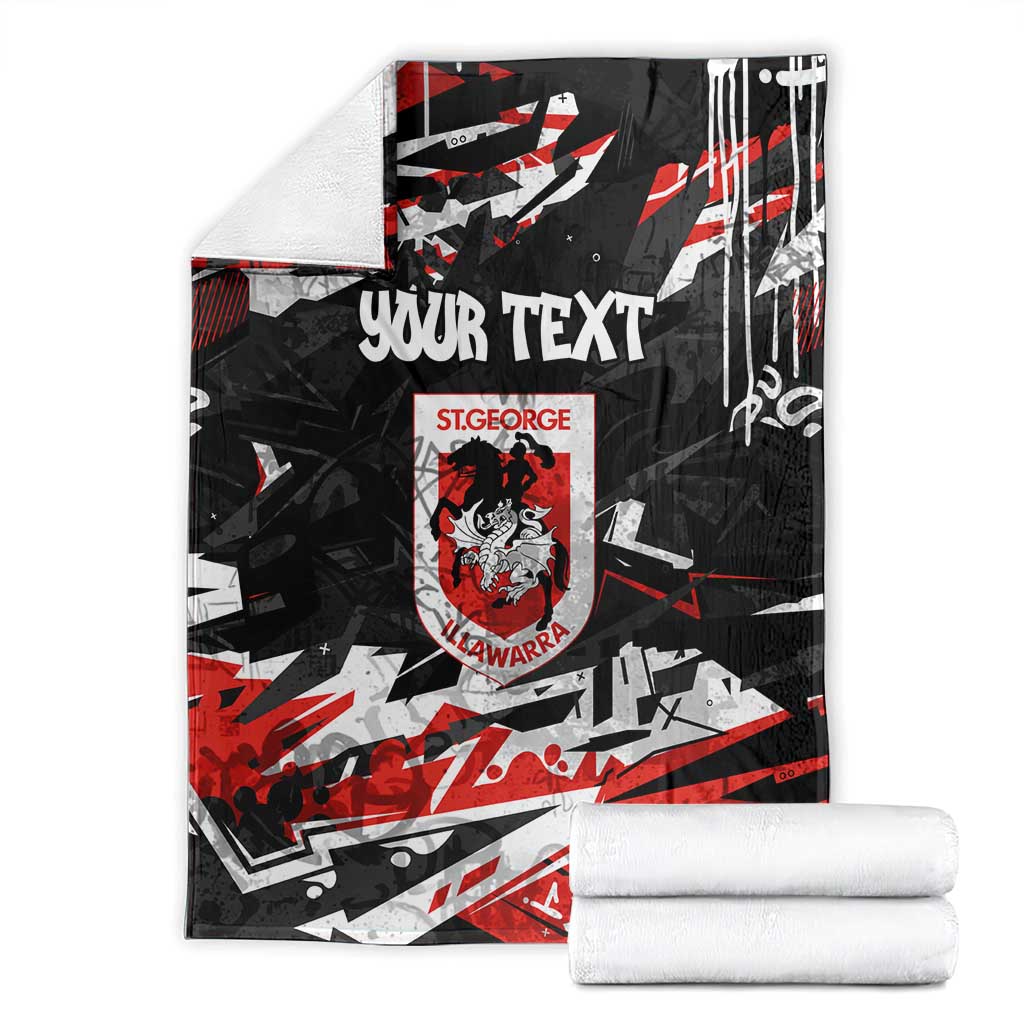 Personalized St. George Illawarra Dragons Blanket Graffiti Grunge Abstract Urban Street Style Design