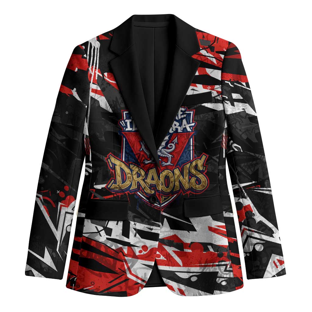 Personalized St. George Illawarra Dragons Blazer Graffiti Grunge Abstract Urban Street Style Design