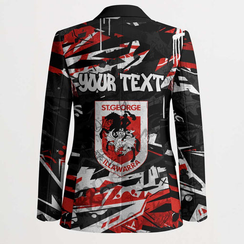 Personalized St. George Illawarra Dragons Blazer Graffiti Grunge Abstract Urban Street Style Design