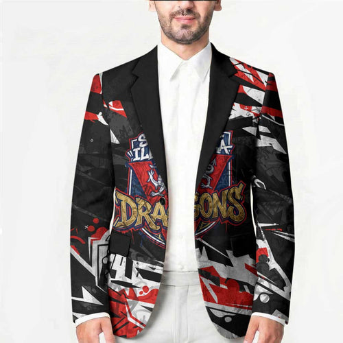 Personalized St. George Illawarra Dragons Blazer Graffiti Grunge Abstract Urban Street Style Design