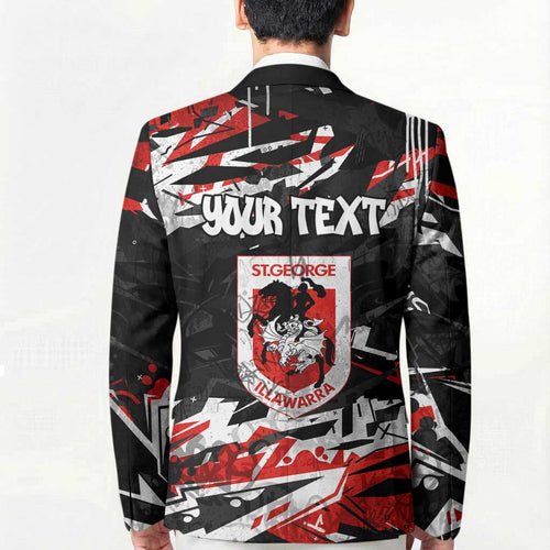 Personalized St. George Illawarra Dragons Blazer Graffiti Grunge Abstract Urban Street Style Design