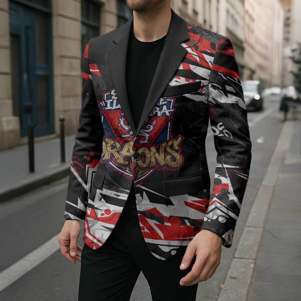 Personalized St. George Illawarra Dragons Blazer Graffiti Grunge Abstract Urban Street Style Design