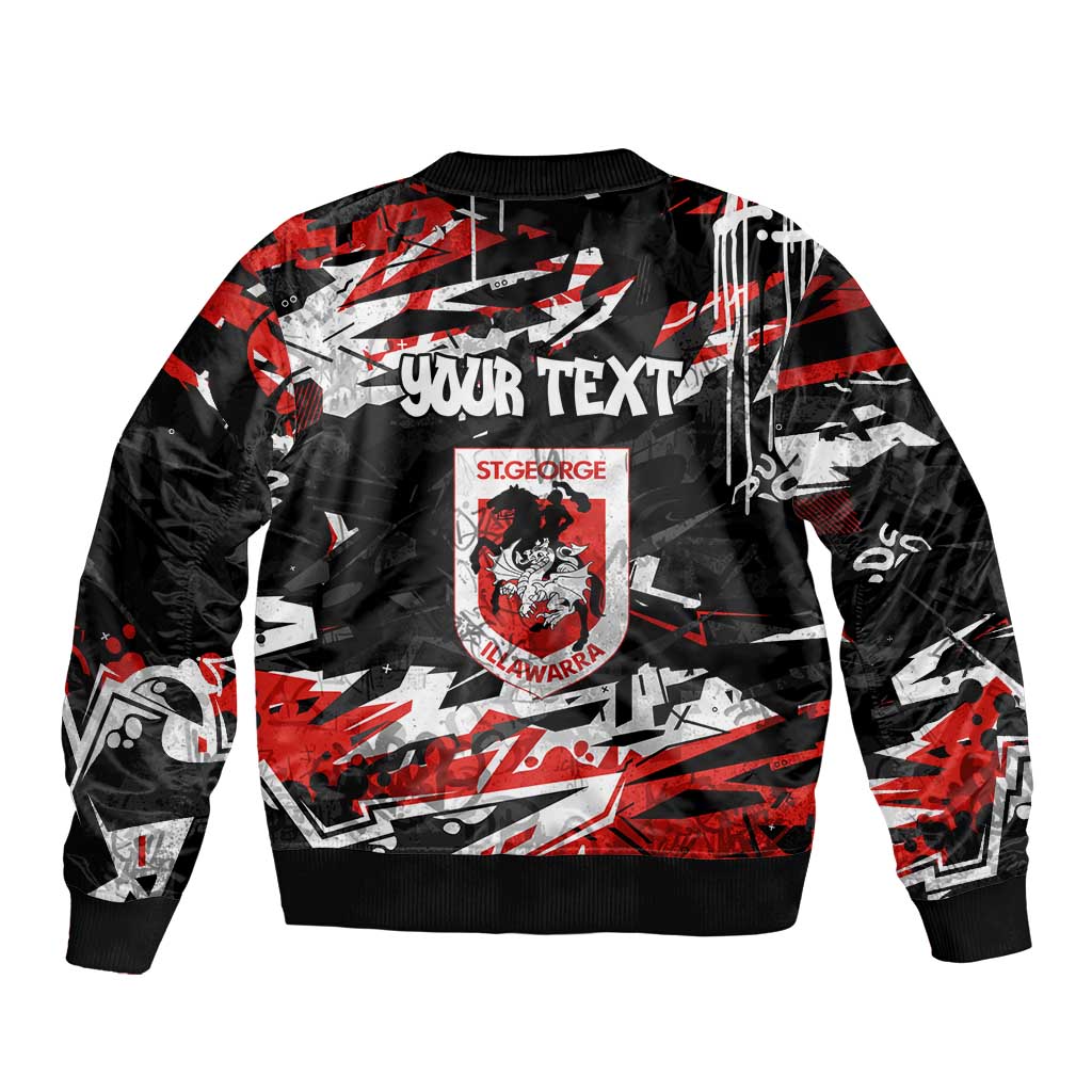 Personalized St. George Illawarra Dragons Bomber Jacket Graffiti Grunge Abstract Urban Street Style Design