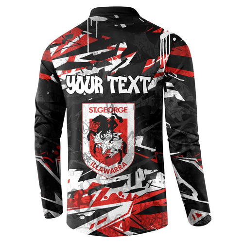 Personalized St. George Illawarra Dragons Button Sweatshirt Graffiti Grunge Abstract Urban Street Style Design