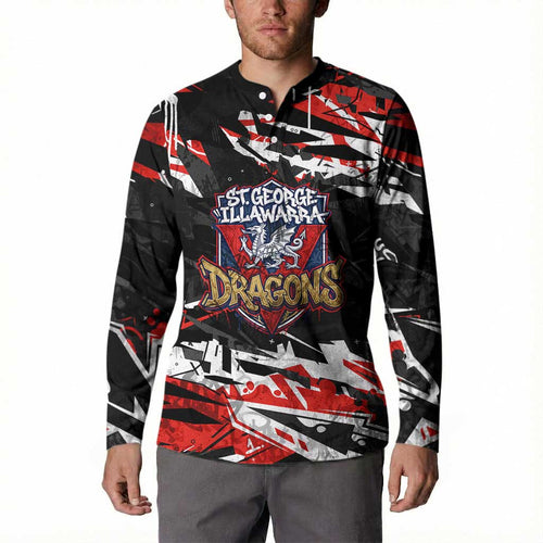 Personalized St. George Illawarra Dragons Button Sweatshirt Graffiti Grunge Abstract Urban Street Style Design
