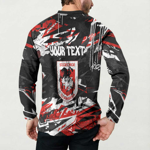 Personalized St. George Illawarra Dragons Button Sweatshirt Graffiti Grunge Abstract Urban Street Style Design